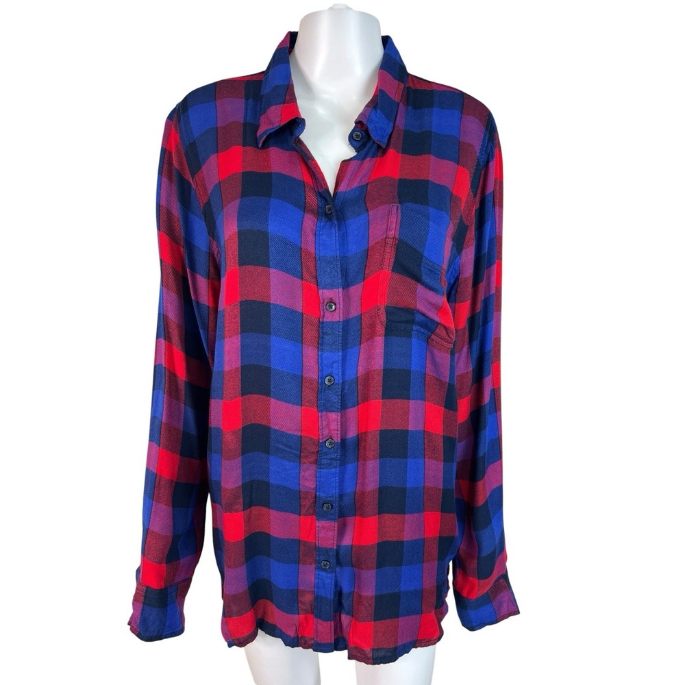 Lucky Brand Women's XL Top Blouse Plaid Flannel Button Front & Back Outdoor NWT